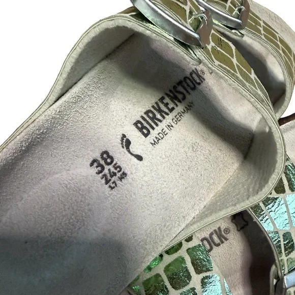 Birkenstock Metallic Green Croc Sandals - Picture 6 of 9